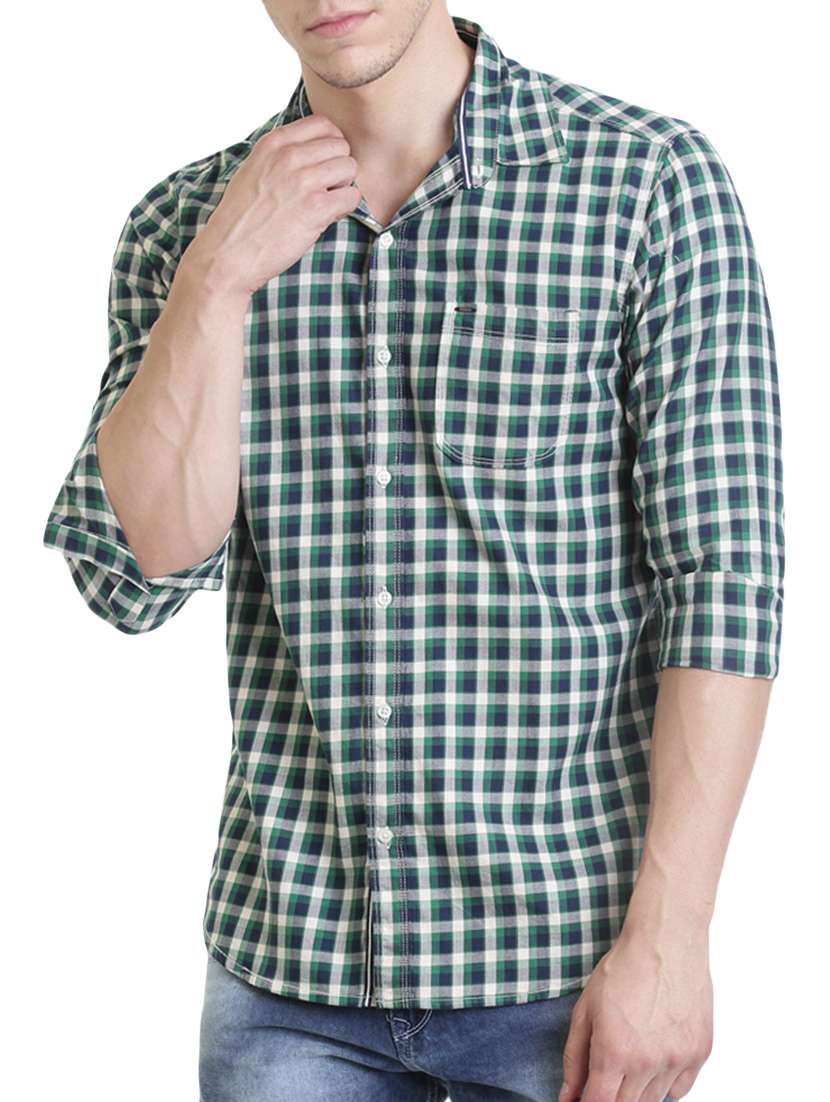 green cotton casual shirt