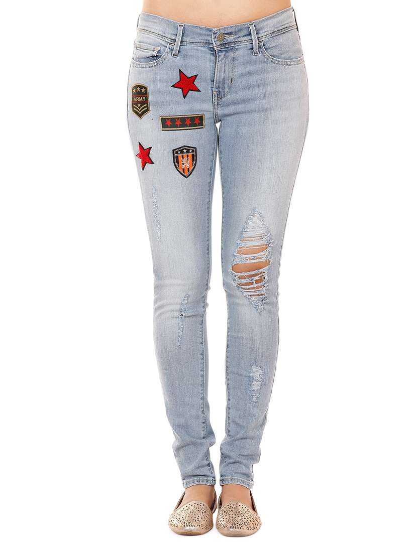 blue denim jean with applique