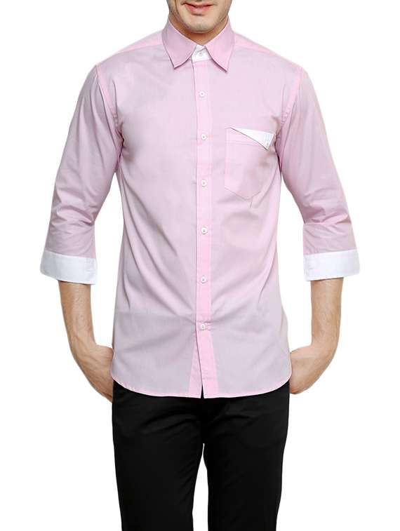 pink solid casual shirt