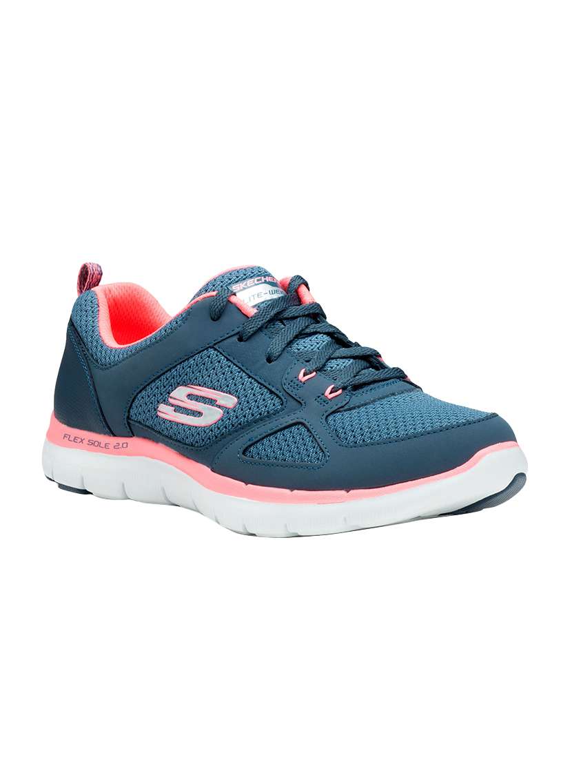 blue fabric laceup sports shoes