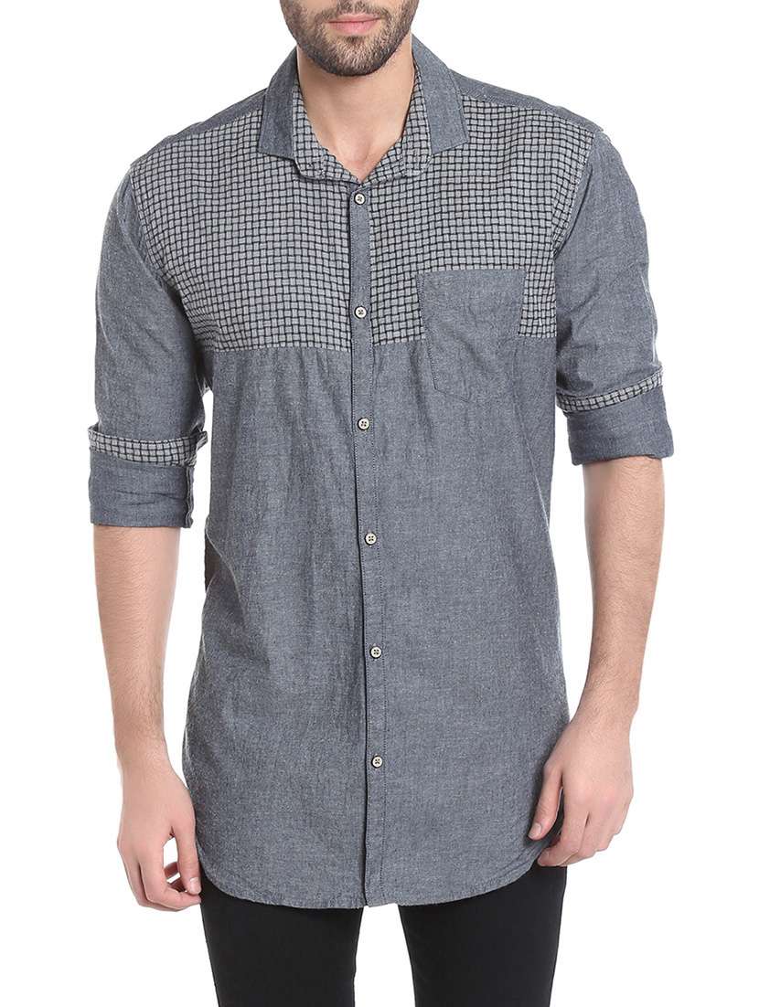 grey cotton casual shirt