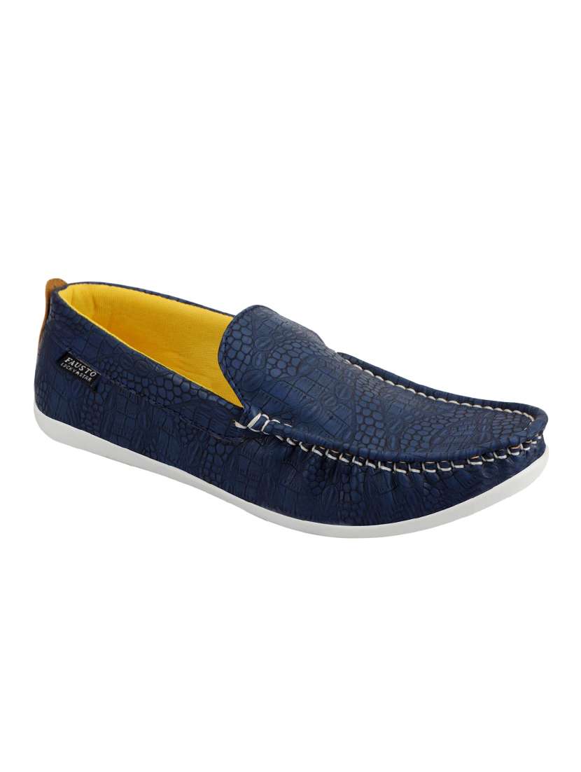 blue leatherette slip on loafer