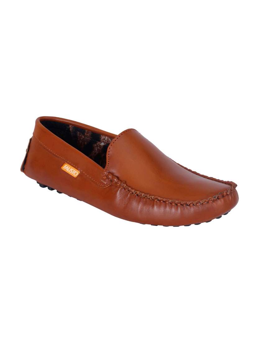 brown leatherette slip on loafer