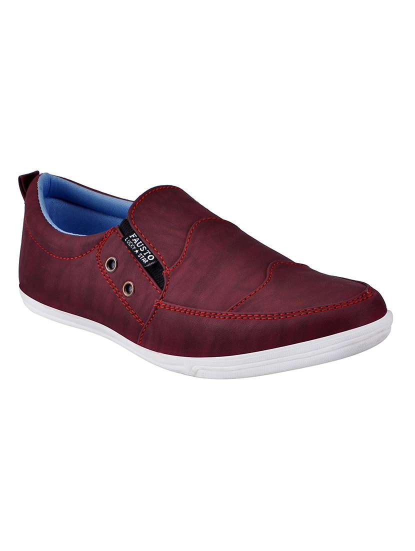 maroon leatherette casual slip on