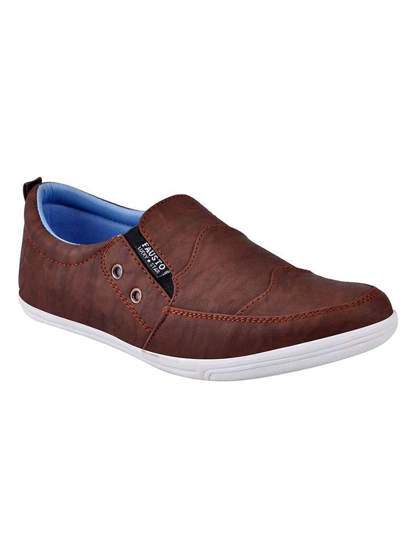 brown leatherette casual slip on