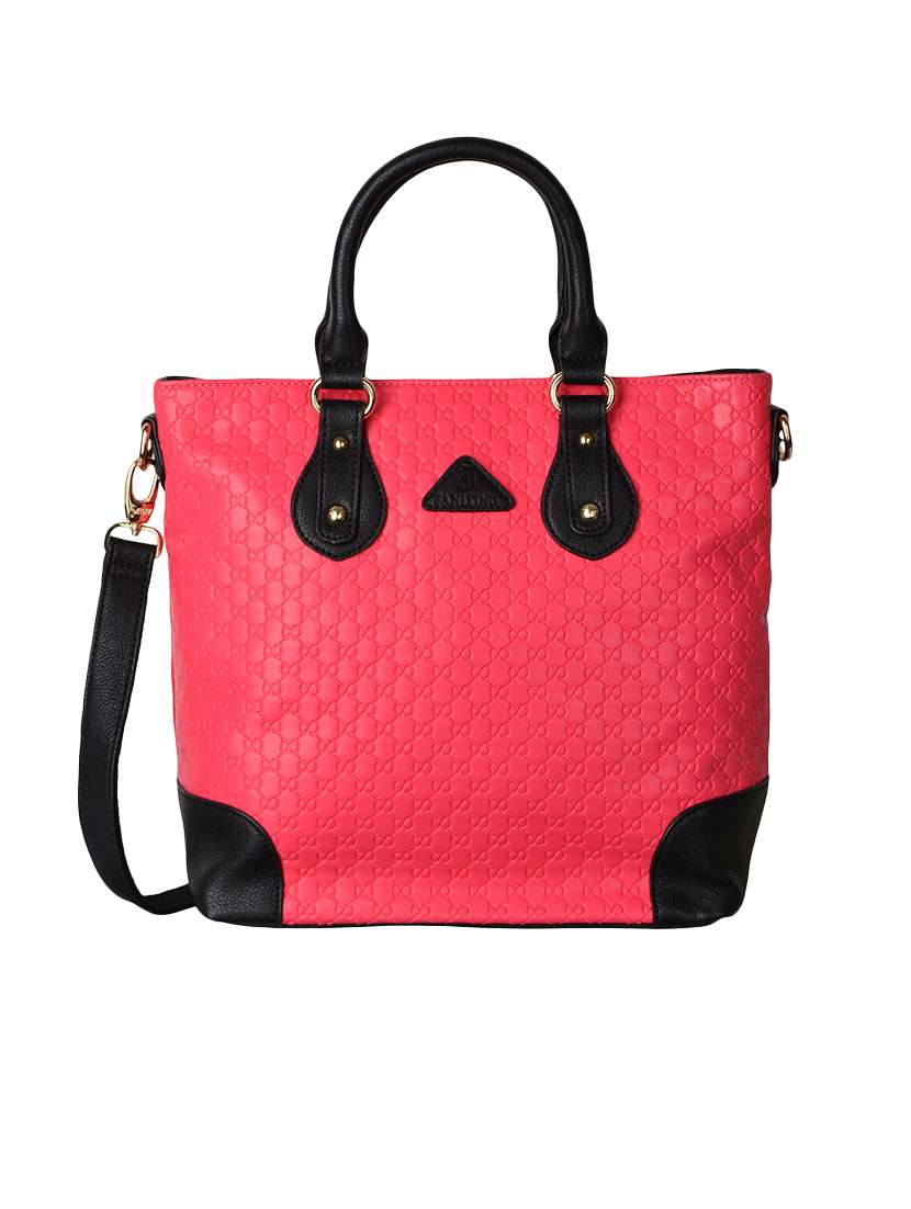 pink leatherette regular handbag