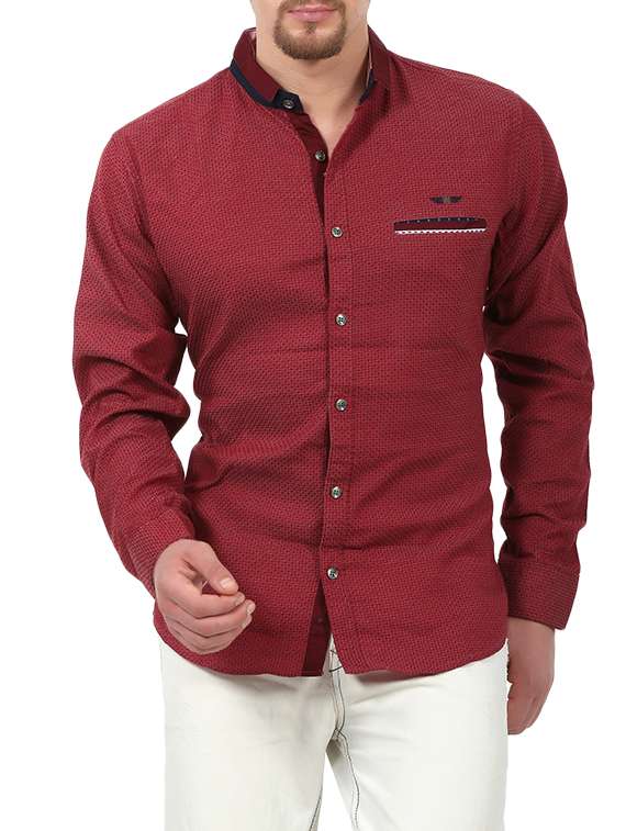 red cotton casual shirt