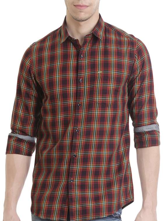 brown cotton casual shirt