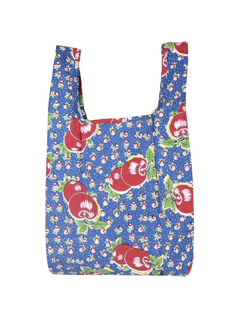 blue  canvas printed shopping bag