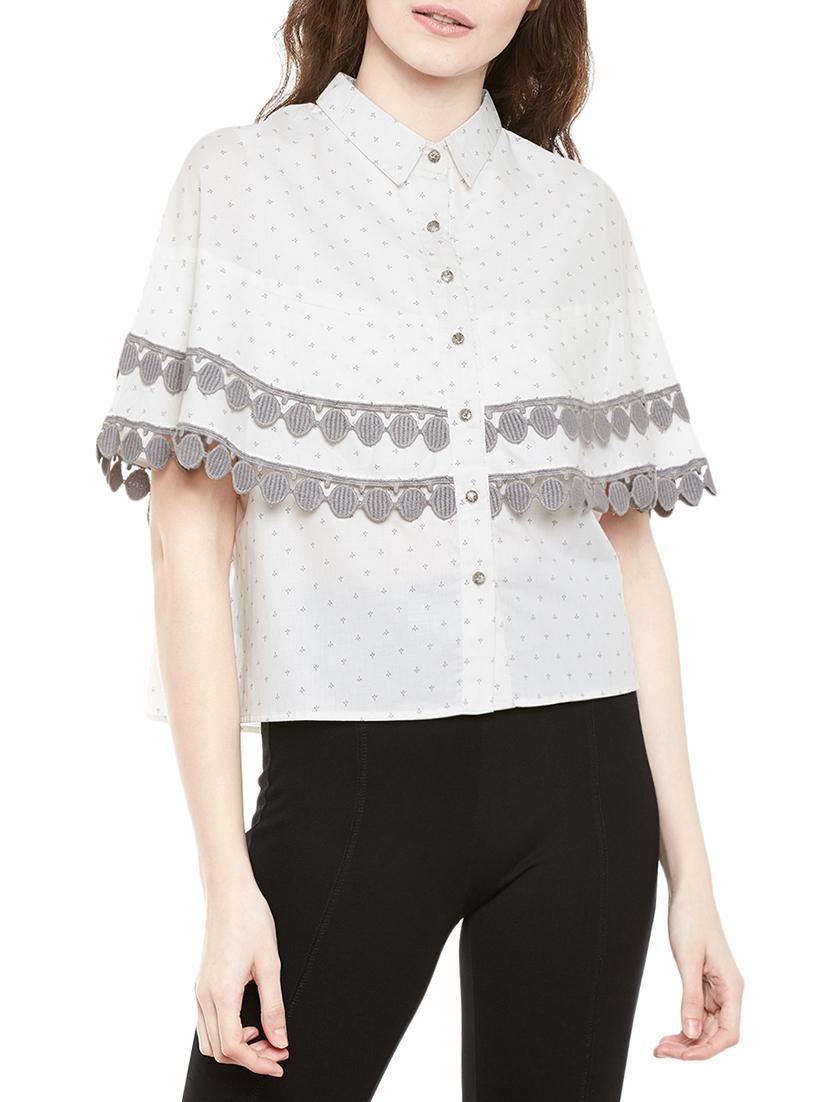 white printed cotton regular shirt