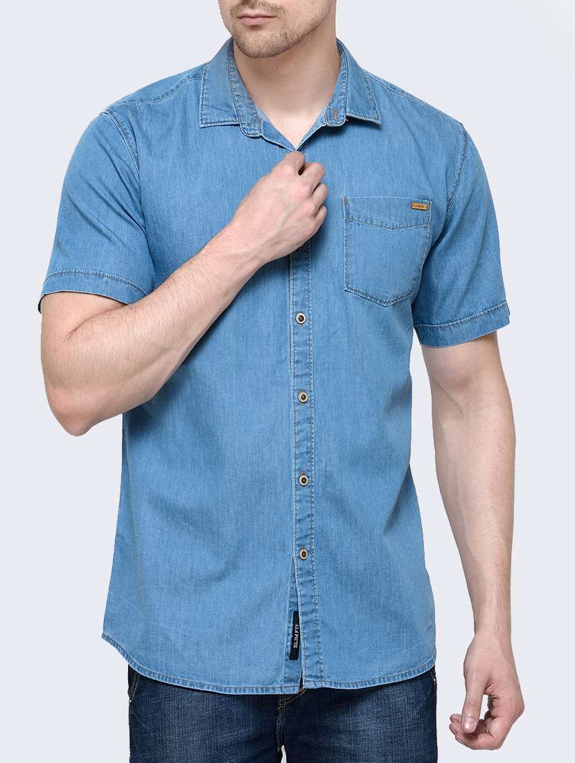 blue cotton casual shirt