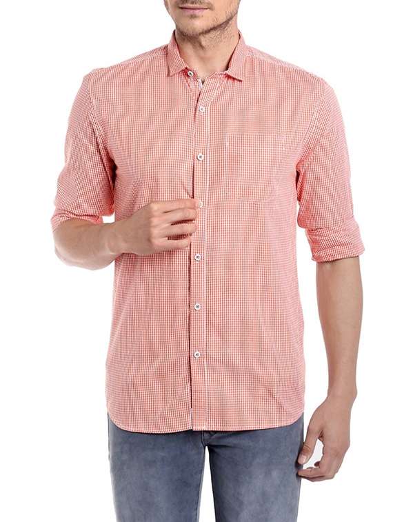 orange cotton casual shirt