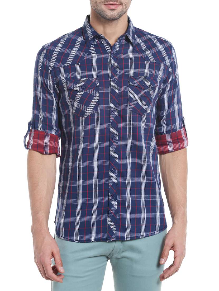 blue cotton casual shirt