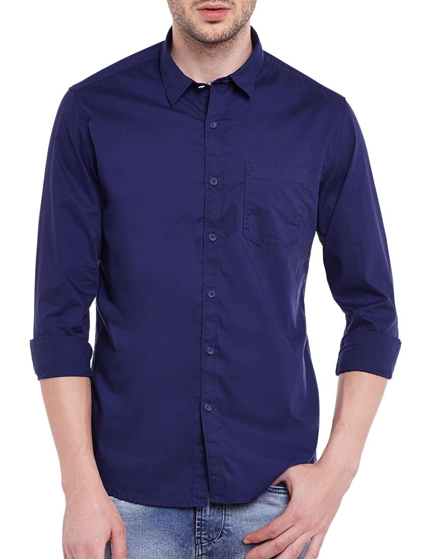 blue cotton casual shirt