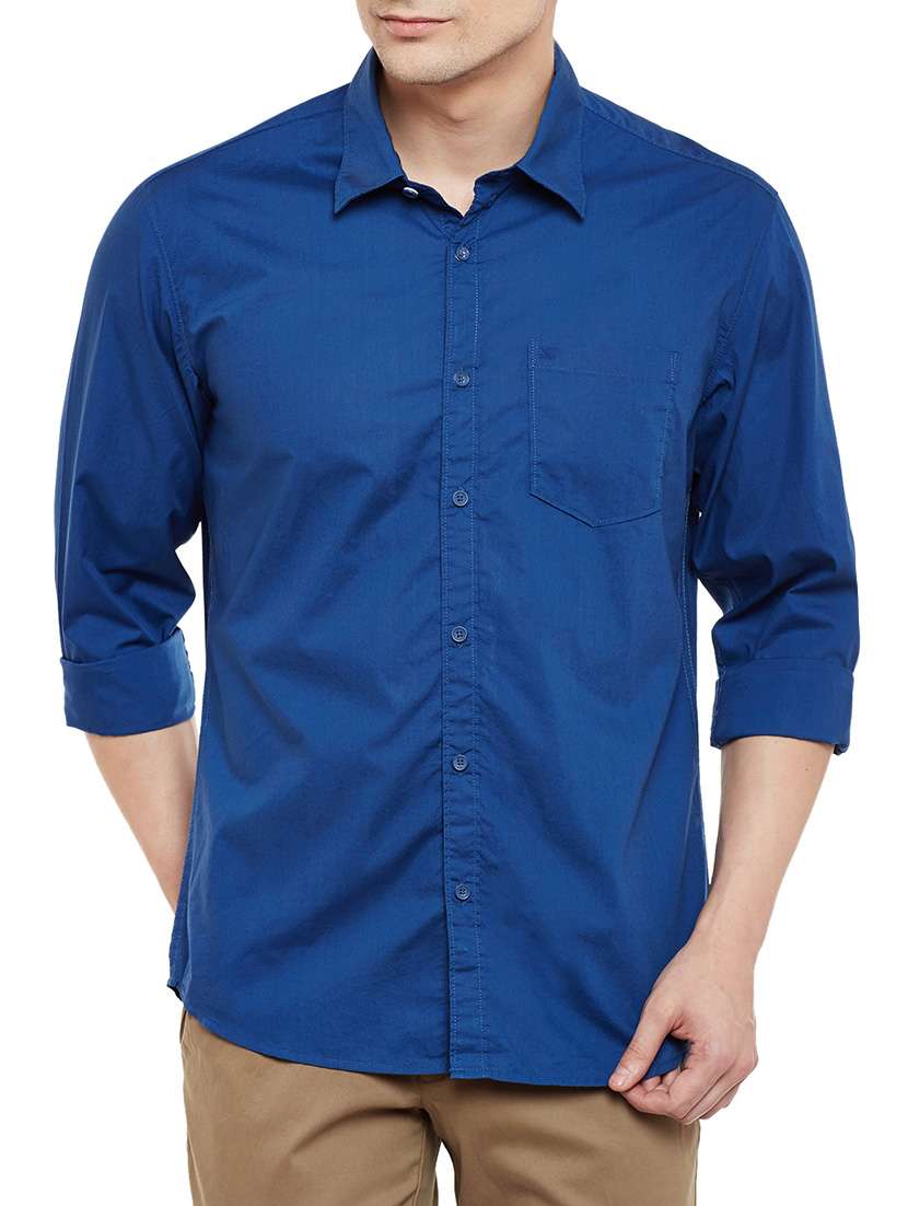 blue cotton casual shirt