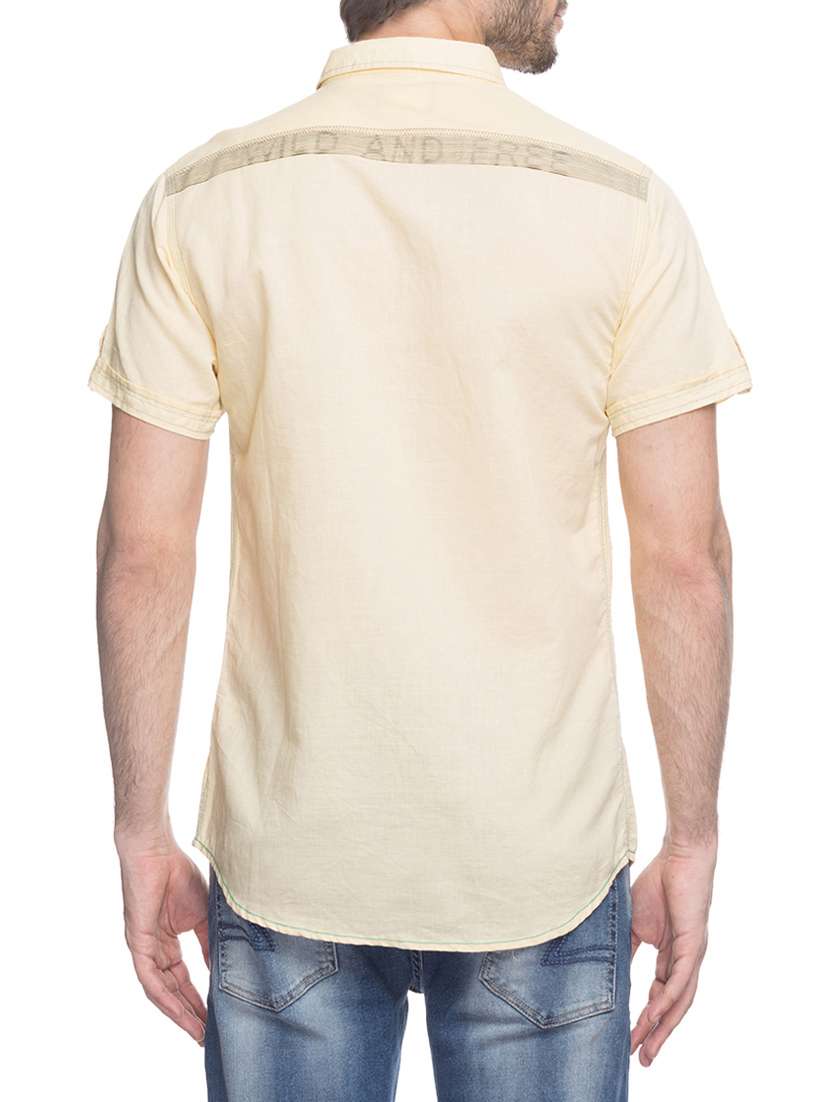 yellow cotton casual shirt - 13835707 - Standard Image - 2
