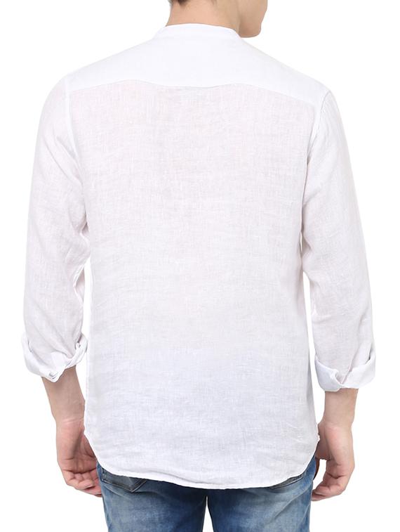 solid white cotton kurta - 13835725 - Standard Image - 2