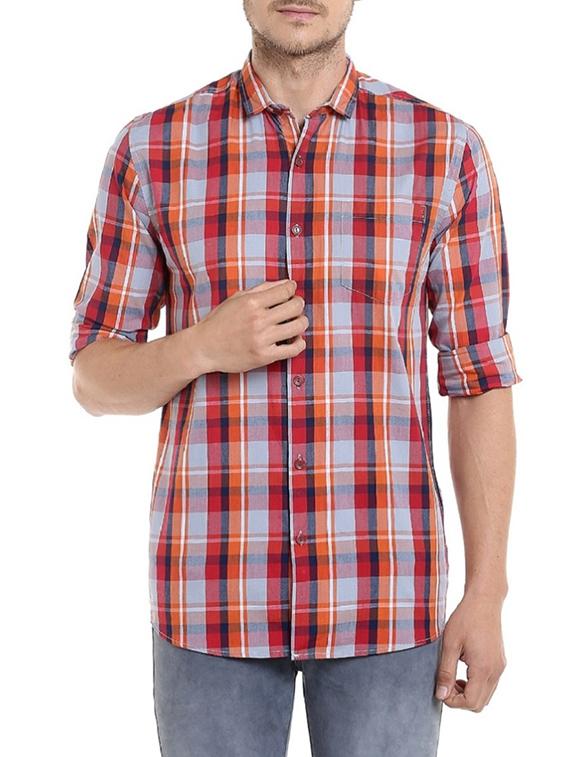 red cotton casual shirt