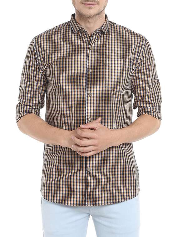 brown cotton casual shirt