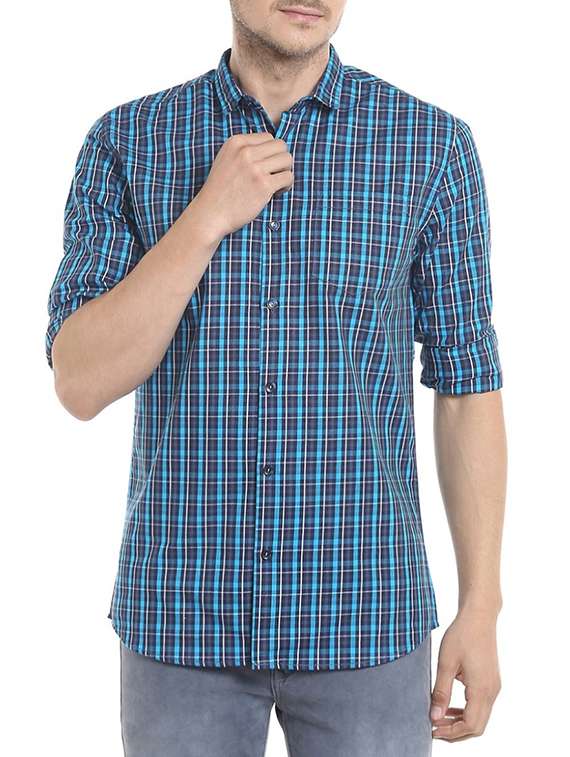 blue cotton casual shirt