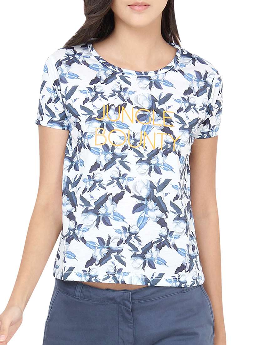 blue printed regular tee