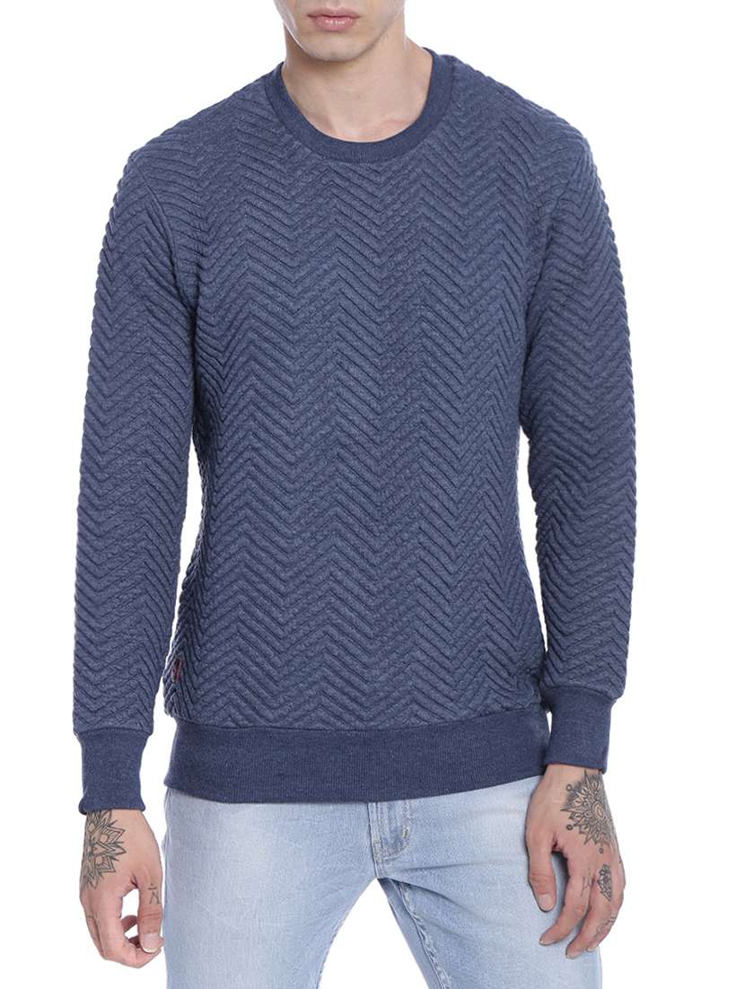 solid stone blue cotton pullover