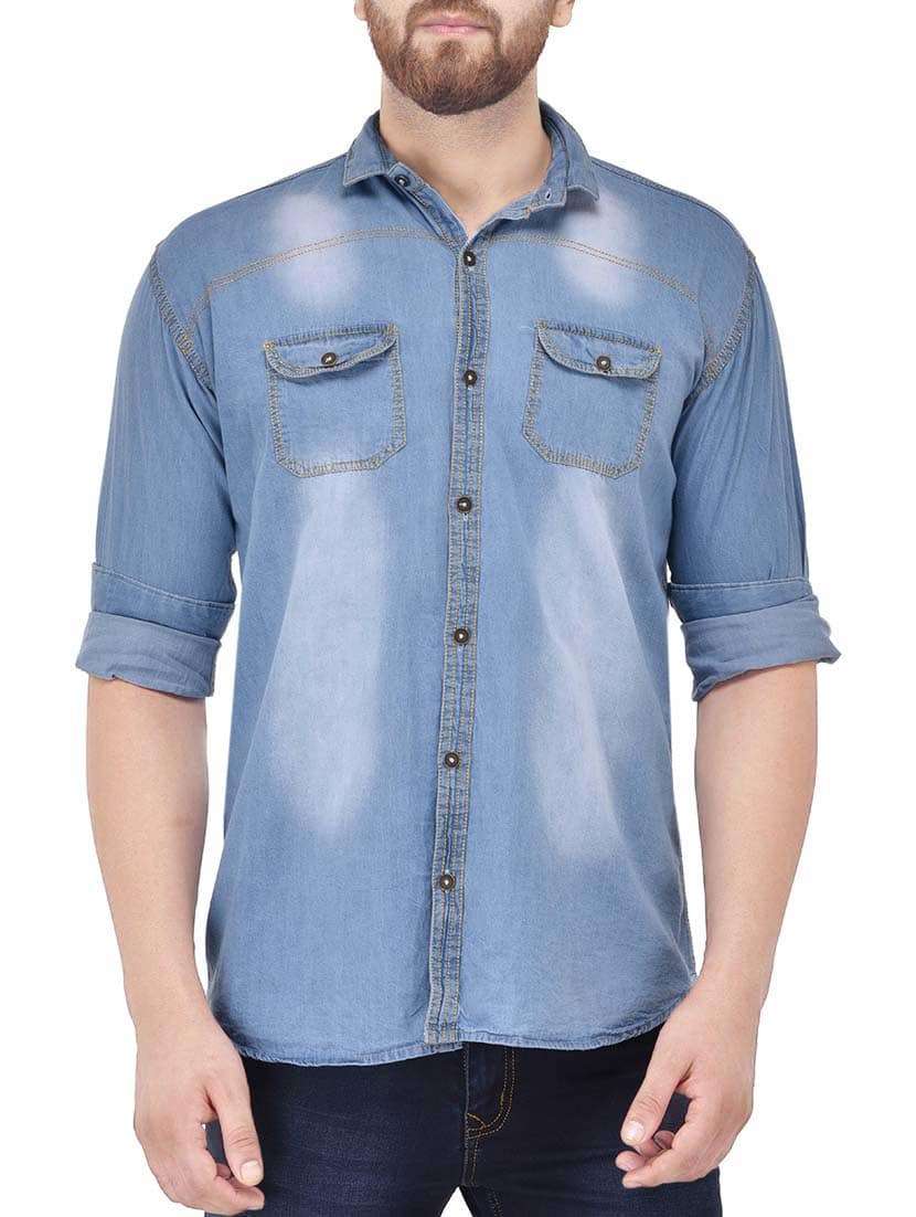 light blue denim casual shirt