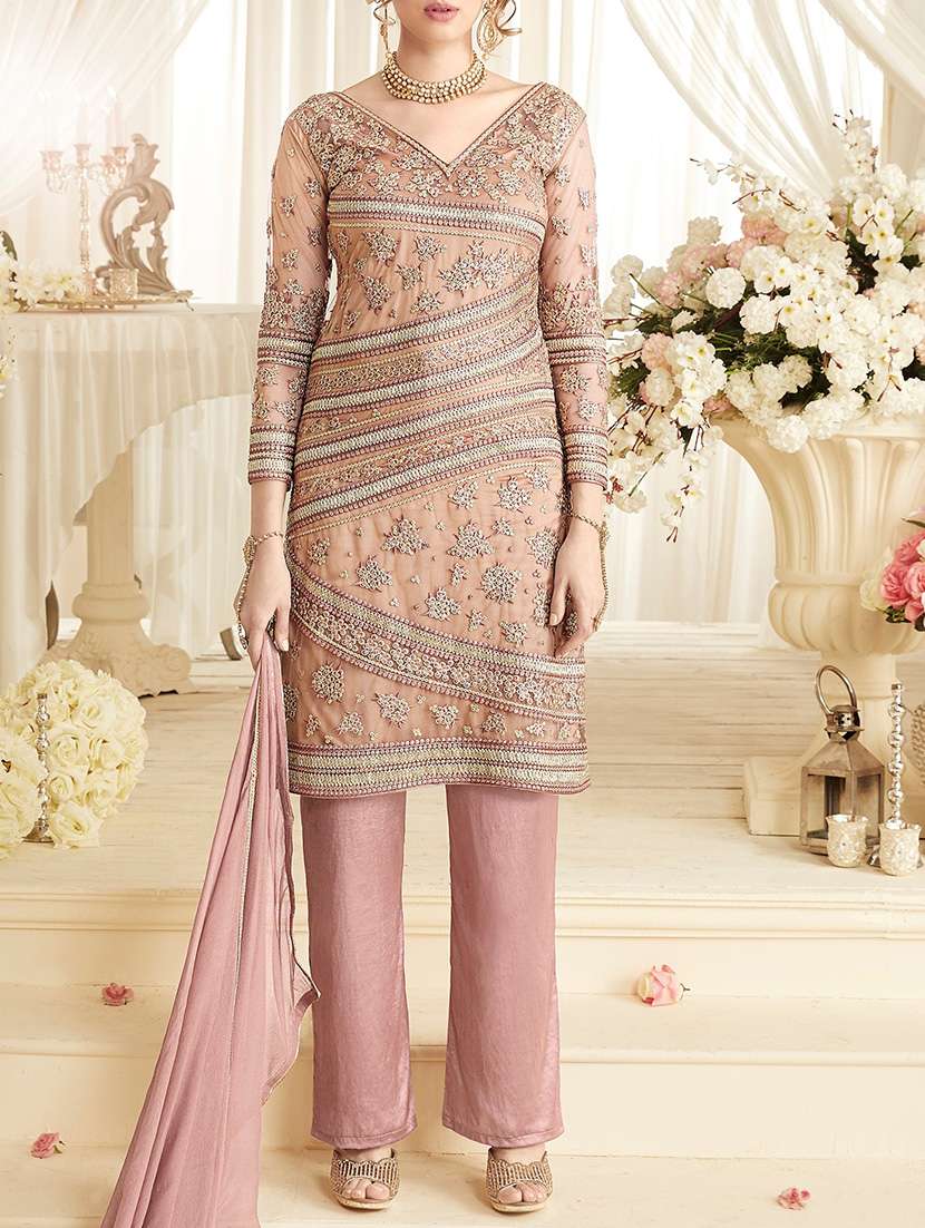 pink straight pant suit  dress material