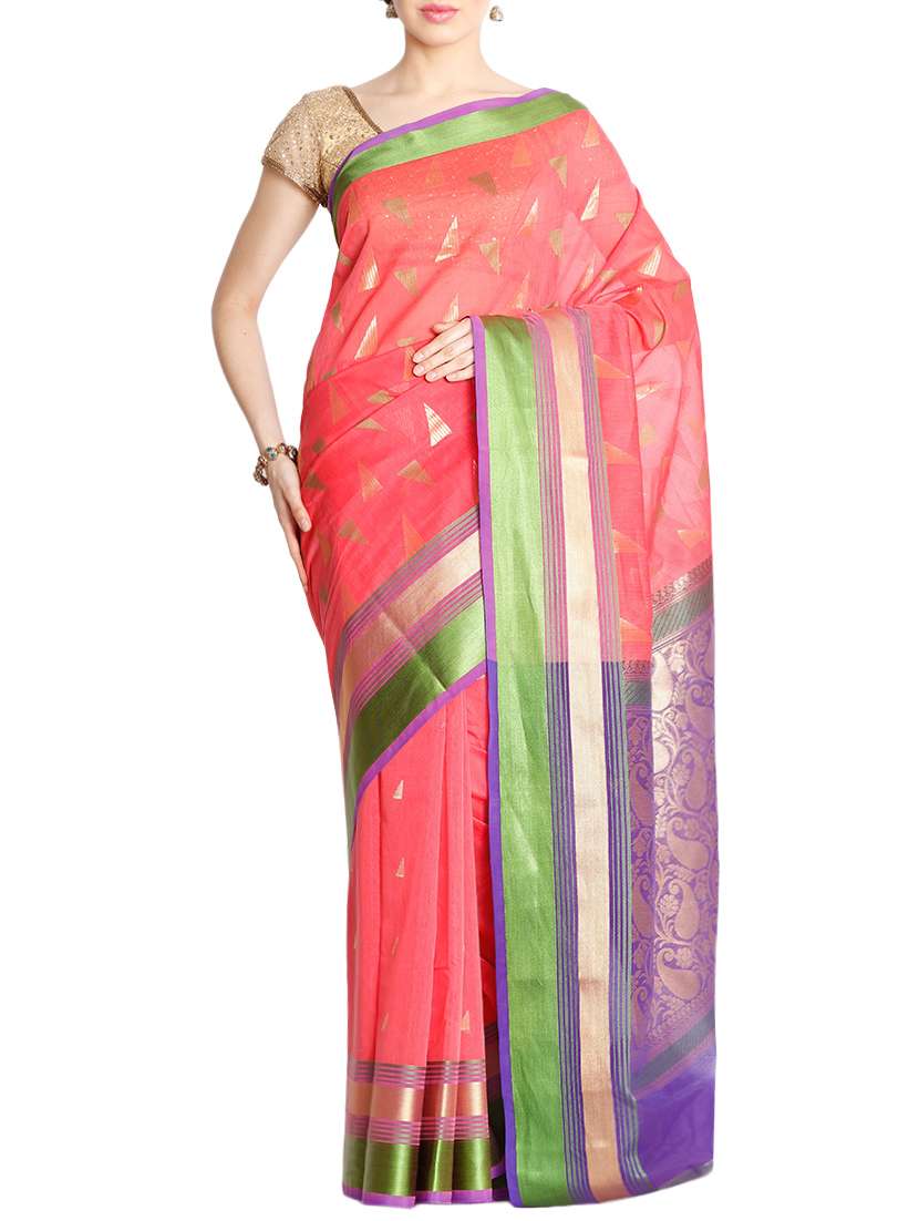 the chennai silks pink jacquard saree with blouse