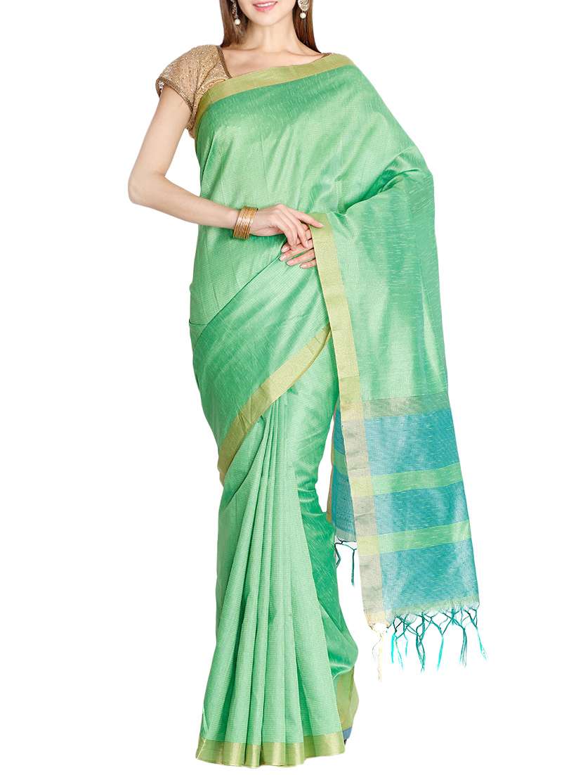 the chennai silks green bordered saree with blouse