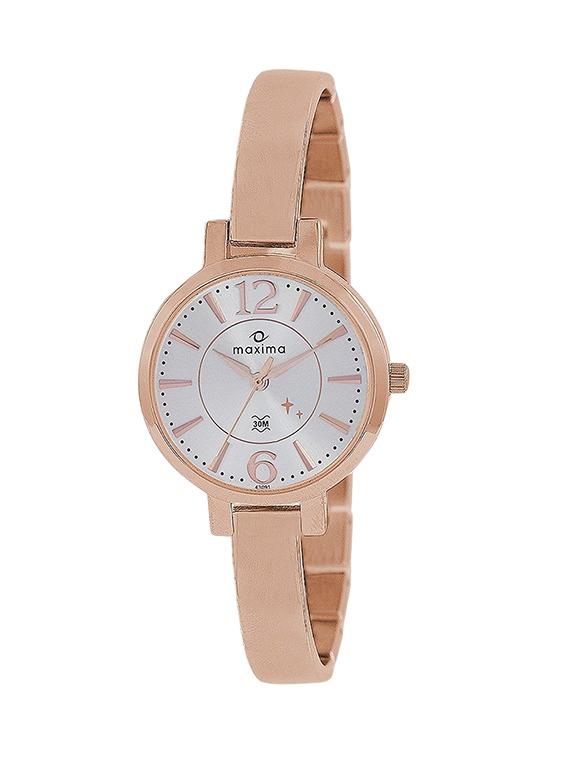 maxima silver dial analog watch for women - 43091bmlr