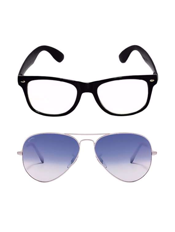 being adam uv protected aviator & wayfarer combo of set 2 unisex sunglasses
