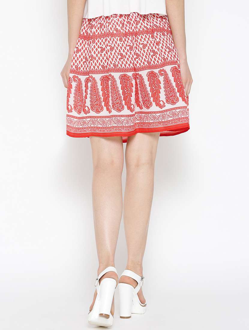 women red paisley printed flared skirt - 13852008 -  Standard Image - 2