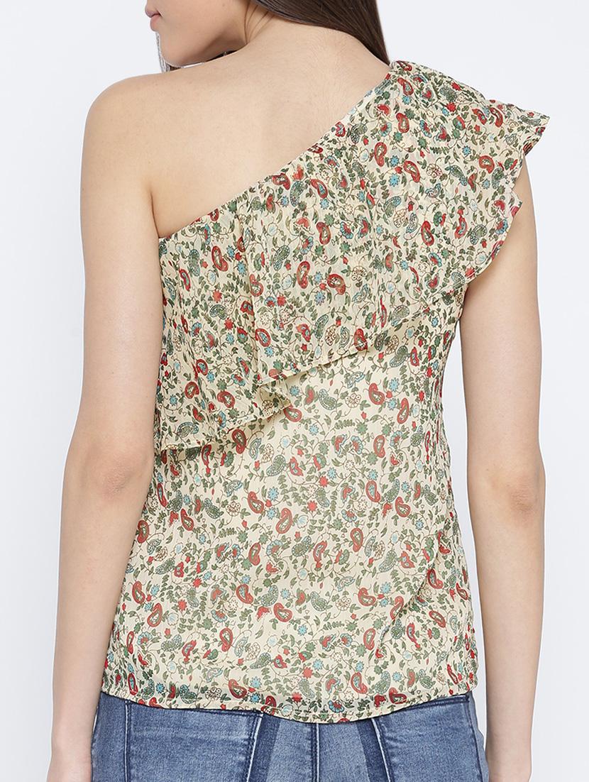 yellow paisley printed viscose ruffle top - 13852046 - Standard Image - 2
