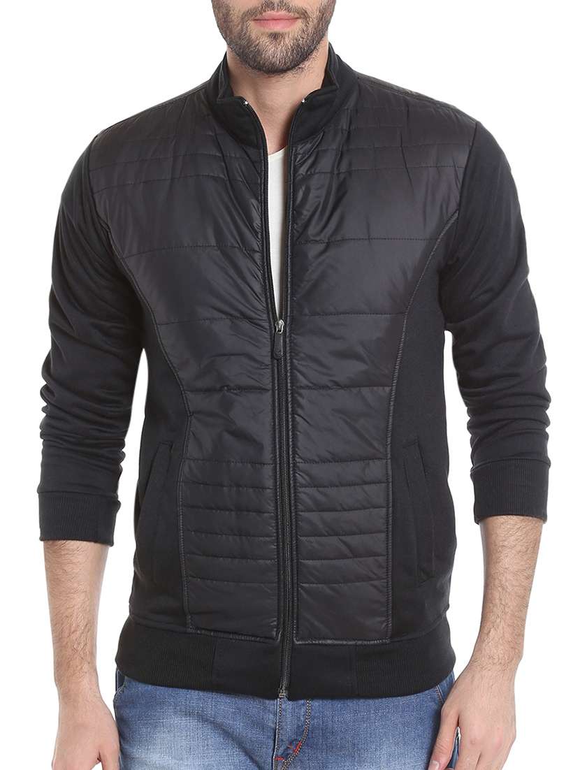 black solid quilted jacket