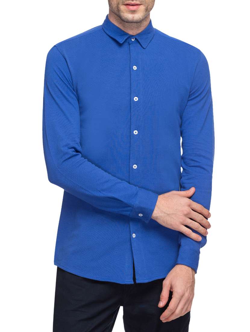 blue cotton casual shirt