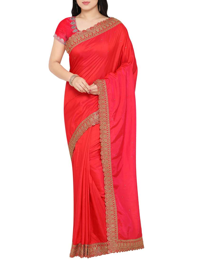 pink silk bordered saree with blouse