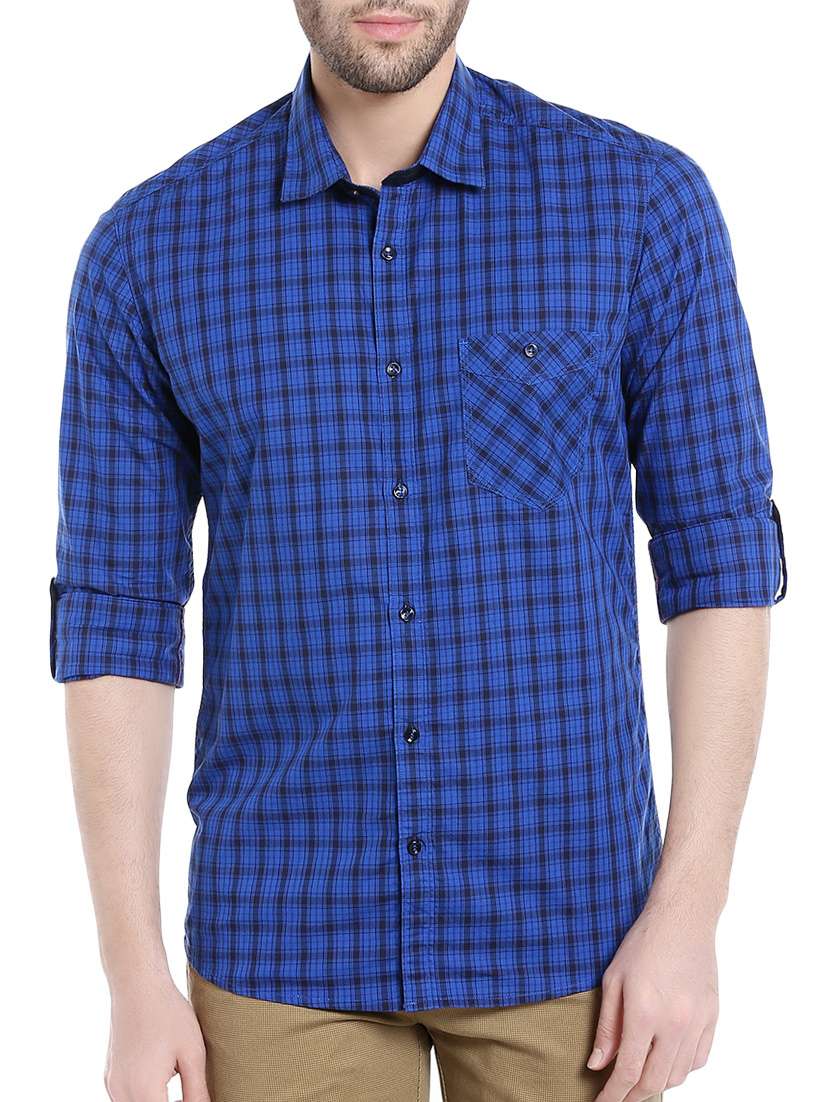 blue cotton casual shirt