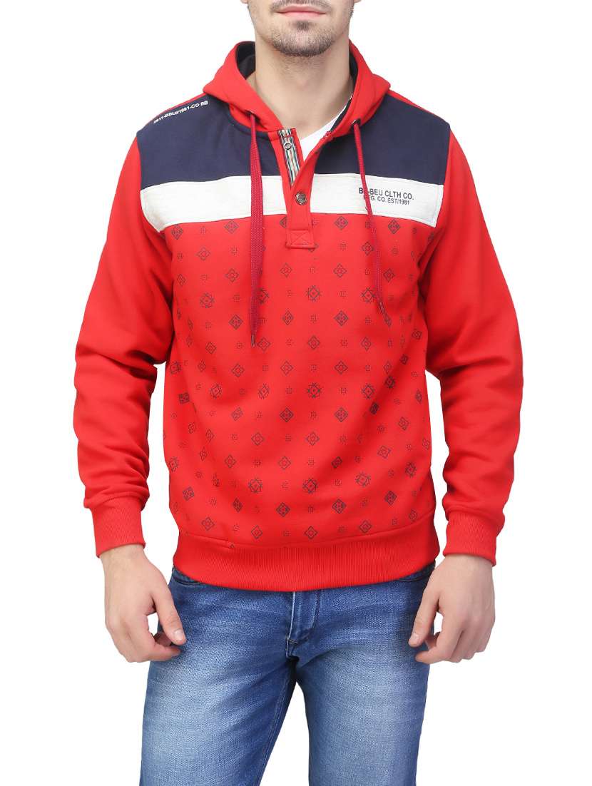 red cotton printed sweatshirt