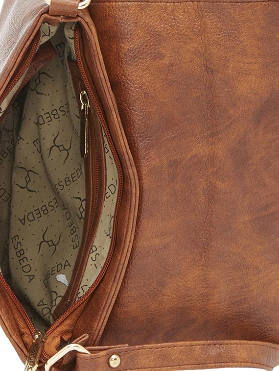 brown leatherette regular sling bag - 13860105 - Standard Image - 2