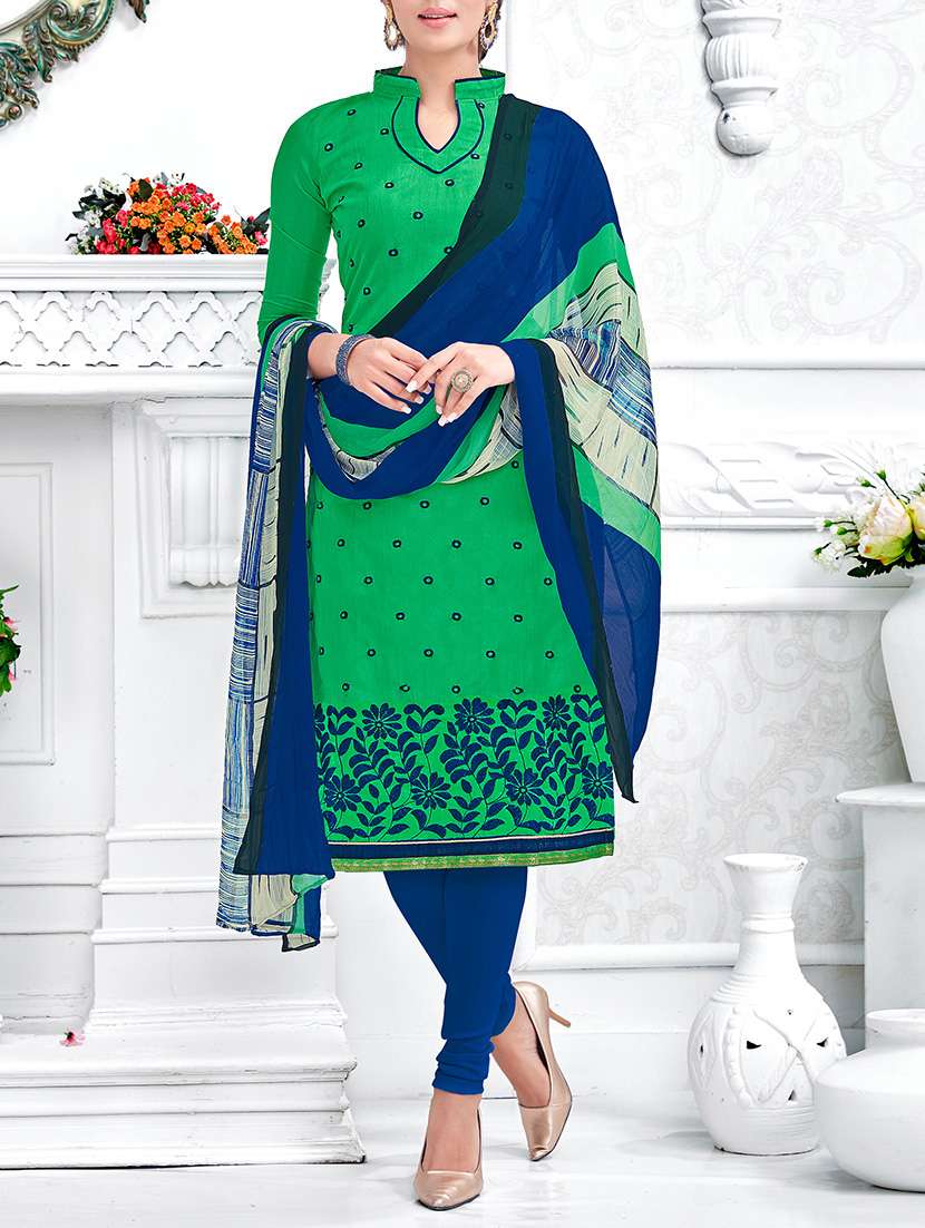 embroidered unstitched churidaar suit