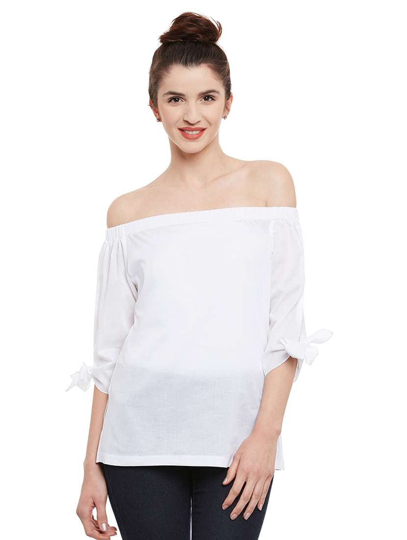 off shoulder bow detail top