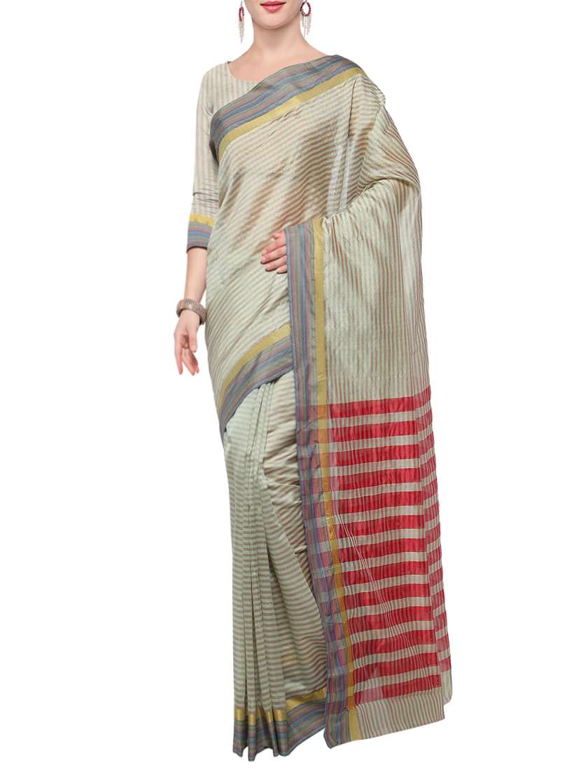 grey art silk woven saree with blouse