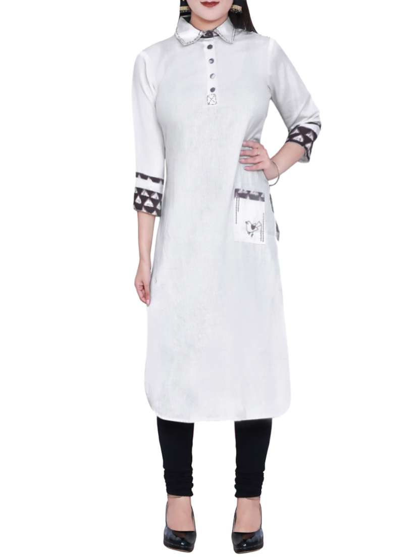 white cotton straight kurta