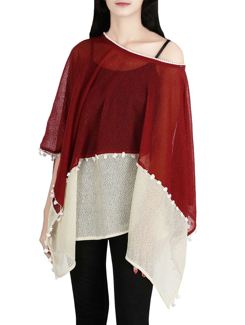 red poly knit summer poncho