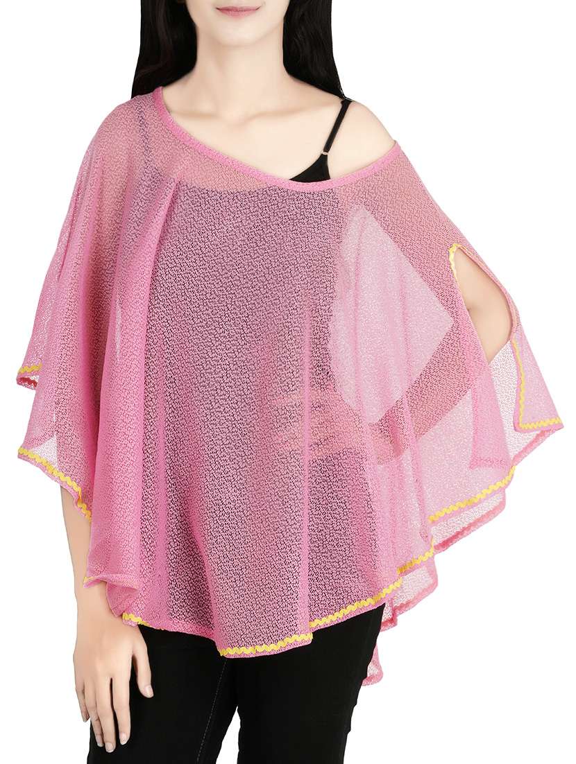 pink poly knit summer poncho