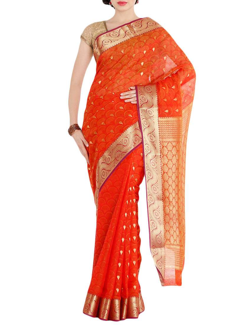 brown silk saree with blouse