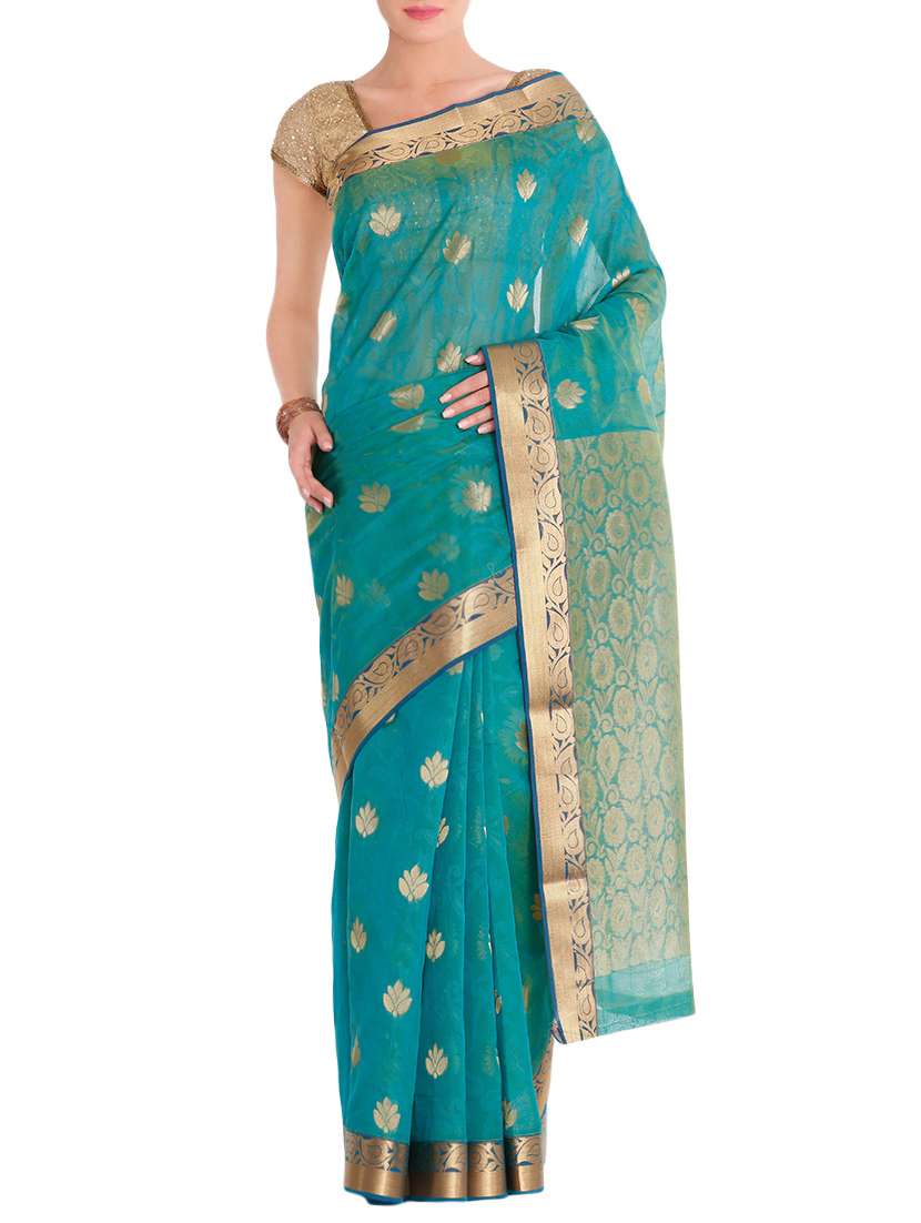 green cotton silk saree with blouse