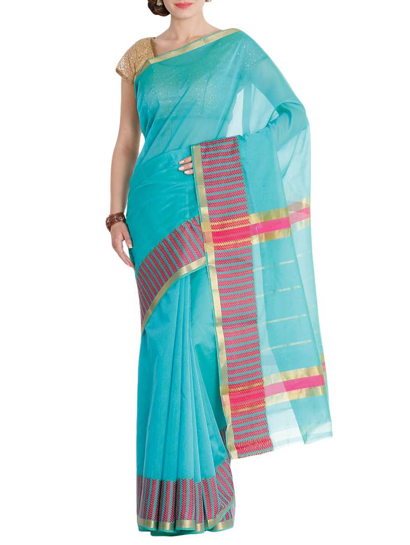 blue  saree with blouse