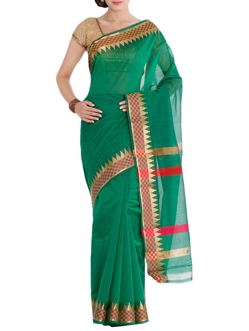green  saree with blouse